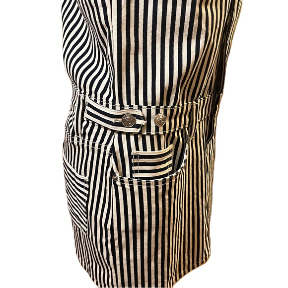 Current Elliot The Sleeveless Jumpsuit Dress White Navy Stripes Stretch Denim - Picture 6 of 16